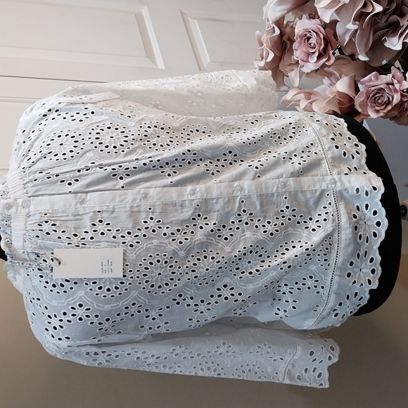 Nwt 1x JEnifer & Grace Chic White Eyelet Women's Blouse Lace - Picture 8 of 13